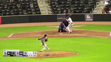 Karson Simas triples (1) on a line drive to right fielder Matthew Lugo.