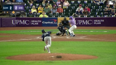Seth Stephenson doubles (22) on a line drive to left fielder Jackson Castillo. Patrick Lee scores.