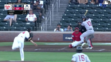 Cooper Johnson doubles (13) on a line drive to left fielder Samad Taylor. Keyber Rodriguez scores.