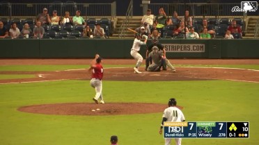 Brett Wisely singles on a line drive to left fielder Robert Hassell III. Chuckie Robinson scores. Jordan Groshans to 3rd. Luke Williams to 2nd.
