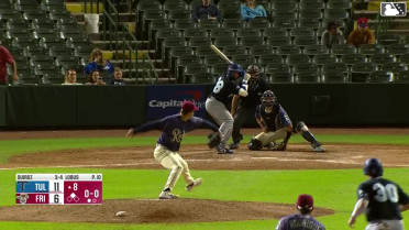 Nelson Quiroz singles on a ground ball to left fielder Jake Snider. Joe Vetrano scores.