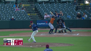 Clark Elliott triples (1) on a line drive to right fielder Marcus Lee Sang. Cole Conn scores.