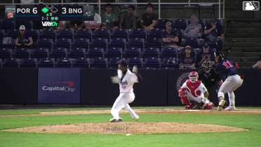 Brooks Brannon doubles (7) on a sharp line drive to left fielder Eli Serrano III. Marvin Alcantara scores.