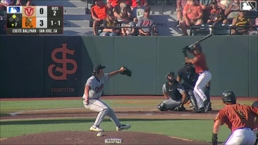Lorenzo Meola singles on a sharp line drive to left fielder Nathan Hall. Broedy Poppell scores.