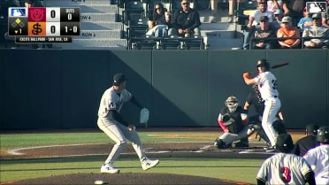 Lorenzo Meola singles on a soft bunt ground ball to pitcher Jesus Escobar. Jhonny Level scores. Throwing error by pitcher Jesus Escobar.