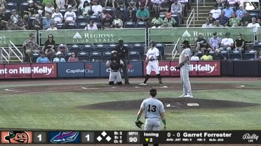 Luke Waddell doubles (8) on a line drive to left fielder Brendan Jones. Lizandro Espinoza scores.