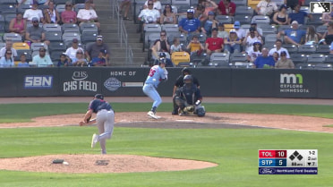 Cody Morissette homers (12) on a fly ball to right field.
