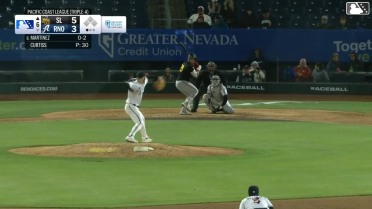 Omar Martinez homers (1) on a line drive to right field.