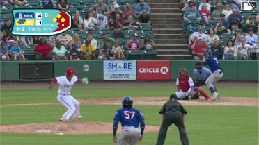Trace Willhoite flies into a double play, left fielder Joel Dragoo to catcher Kodey Shojinaga. Mitch Voit out at home.