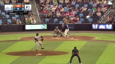 Yassel Soler singles on a soft fly ball to center fielder Korbyn Dickerson. Kayson Cunningham scores.