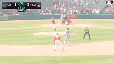 Eduardo Tait doubles (4) on a line drive to center fielder Tai Peete. Marek Houston scores.