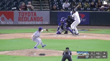 Ryan Picollo singles on a ground ball to left fielder Brendan Tunink. Estevan Moreno scores.