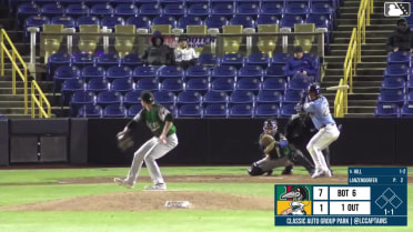 Luke Hill homers (5) on a fly ball to center field.