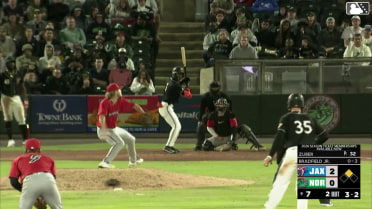 Enrique Bradfield Jr. homers (1) on a fly ball to right field. Sam Huff scores.