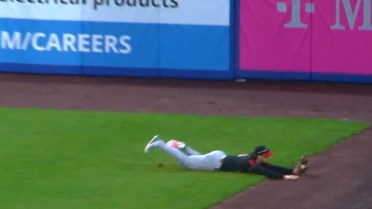 Dylan Crews goes full extension for the grab