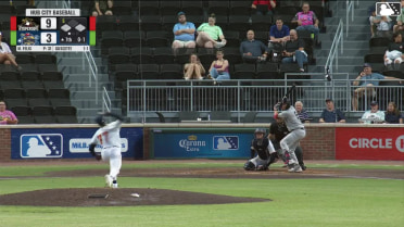 Mac Guscette out on a sacrifice fly to left fielder Yeison Morrobel. Logan Braunschweig scores.