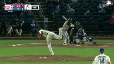 Charlie Pagliarini out on a sacrifice fly to left fielder Zyhir Hope. Michael Arroyo scores.