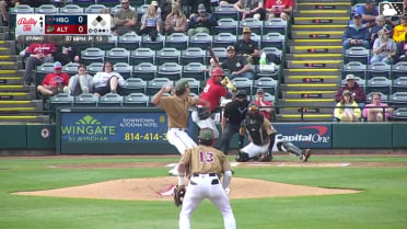 Leandro Pineda doubles (5) on a sharp fly ball to right fielder Ivan Brethowr. Seaver King scores.