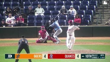 George Feliz out on a sacrifice fly to center fielder Hayden Alvarez. Jo Oyama scores.