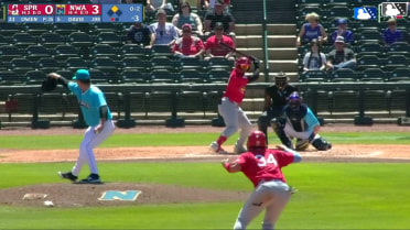 Chase Davis singles on a ground ball to center fielder Rudy Martin Jr. Carlos Linarez scores.