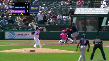 Dylan Moore strikes out swinging.