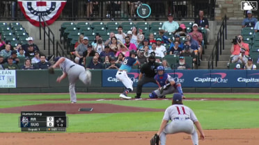 Zach Cole homers (1) on a fly ball to left center field.