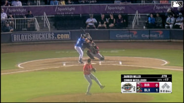 Darrien Miller homers (6) on a fly ball to right field.