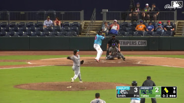 Rowdy Tellez doubles (20) on a sharp line drive to right fielder Jake Cave. Jim Jarvis scores. Lizandro Espinoza to 3rd.