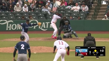 Samuel Munoz singles on a line drive to right fielder Caleb Shpur. Eduardo Guerrero scores.