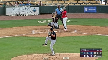 Luis Sanchez reaches on a fielding error by first baseman JC Vanek. Michael Martinez scores. Dallas Macias to 3rd.