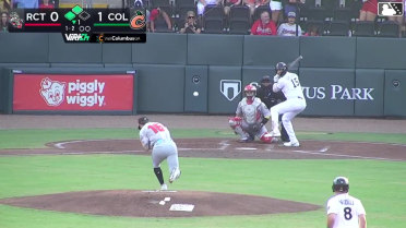Jordan Groshans doubles (9) on a sharp line drive to left fielder Tucker Flint. Kyle Farmer scores. Luke Waddell scores.