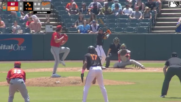 Frederick Bencosme hits a ground-rule double (5) on a line drive to right-center field. Thomas Sosa scores. Aron Estrada to 3rd.