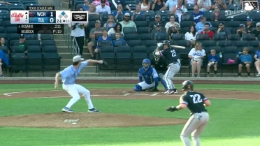 Kala'i Rosario singles on a line drive to right fielder Kole Myers. Caleb Roberts scores. Fielding error by right fielder Kole Myers.