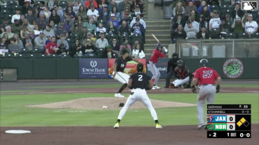 Ethan O'Donnell out on a sacrifice fly to left fielder Johnathan Rodríguez. Jacob Berry scores. Throwing error by left fielder Johnathan Rodríguez.