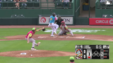 Breyson Guedez homers (1) on a fly ball to right field.