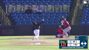 Mike Sirota singles on a line drive to left fielder Tommy Hawke. Eduardo Guerrero scores. Charles Davalan to 2nd.