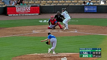 Alex Lodise doubles (12) on a line drive to left fielder Givian Sirvania. Luis Guanipa scores.
