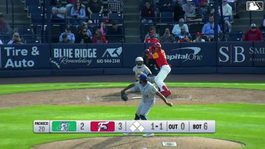 Bryan Rincon triples (1) on a fly ball to center fielder GJ Hill.