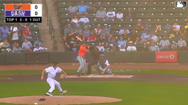 Ike Irish homers (1) on a fly ball to left field.