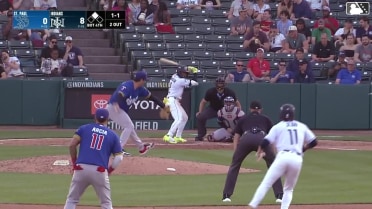 Termarr Johnson singles on a ground ball to left fielder Gabriel Gonzalez. Mitch Jebb scores.