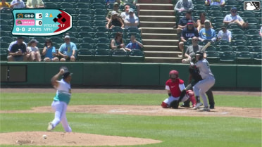 Easton Carmichael homers (7) on a fly ball to left center field.