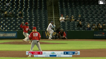 Gavin Cross triples (1) on a sharp line drive to right fielder Noelvi Marte.
