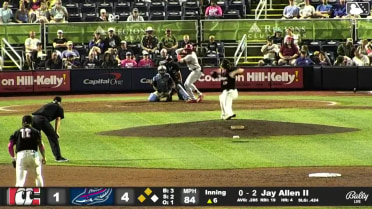 Jay Allen II singles on a line drive to right fielder Emaarion Boyd. Dominic Pitelli scores. Carlos Jorge scores.