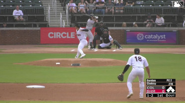 Patrick Clohisy triples (1) on a fly ball to right fielder Braden Montgomery.