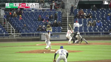 Tyler McDonough homers (1) on a fly ball to center field.