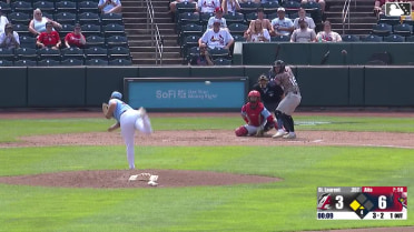 Austin St. Laurent out on a sacrifice fly to left fielder Ian Petrutz. Bill Knight scores.