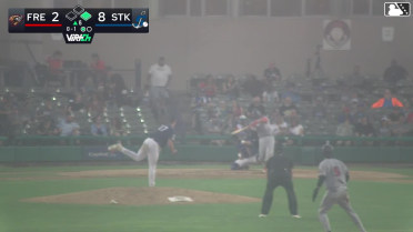 Jesus Freitez doubles (5) on a fly ball to center fielder Bobby Blandford. Cam Hassert scores. Carlos Renzullo scores.