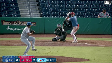 Alirio Ferrebus doubles (16) on a line drive to center fielder Jake Cook. Robert Phelps to 3rd.