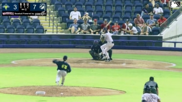 Kyle Jones singles on a line drive to center fielder Sean Gamble. Carsten Sabathia III scores. Kevin Garcia to 3rd. Kyle Jones to 2nd.