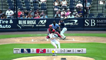Cade Doughty out on a sacrifice fly to right fielder Riley Tirotta. Patrick Winkel scores.